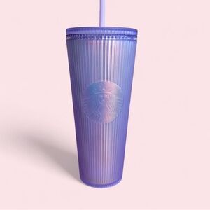 Starbucks Lavender Iridescent Ribbed Tumbler with Straw